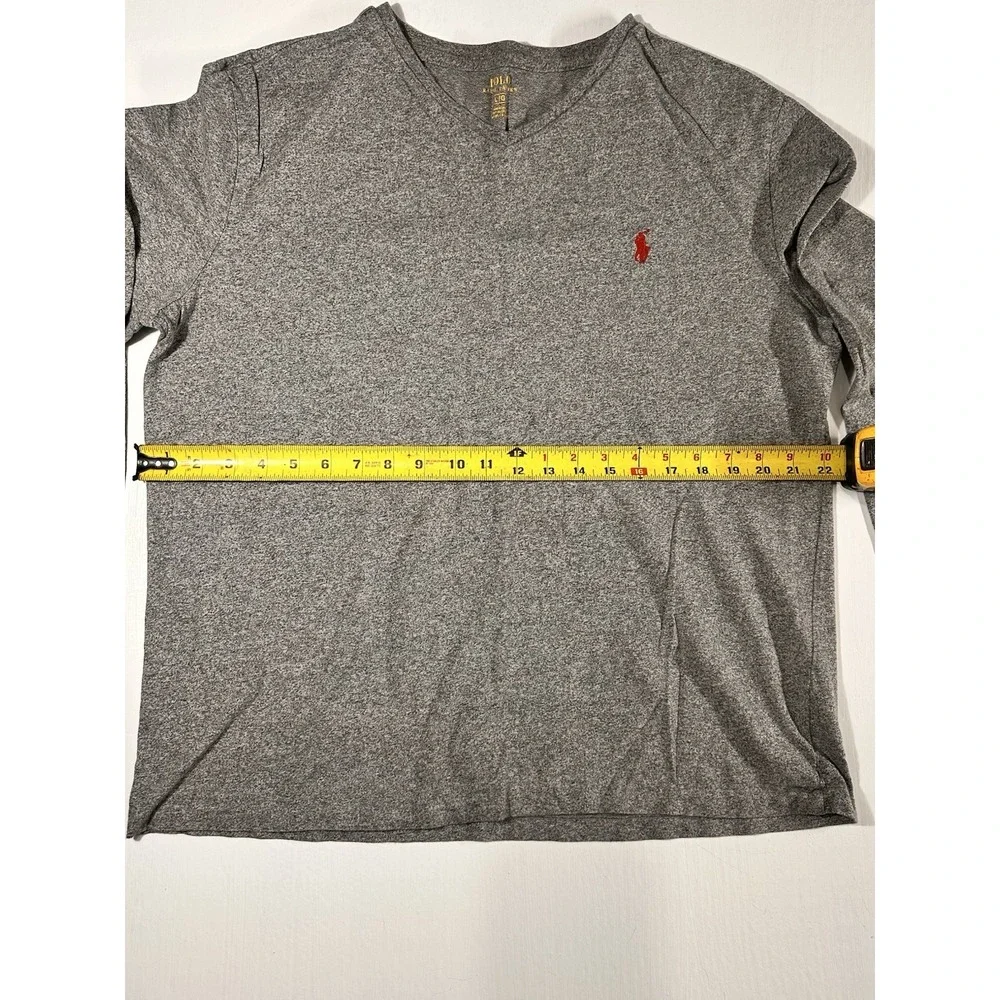 Polo Ralph Lauren Mens Classic Fit Long Sleeve V Neck Tshirt Gray Red Size Large